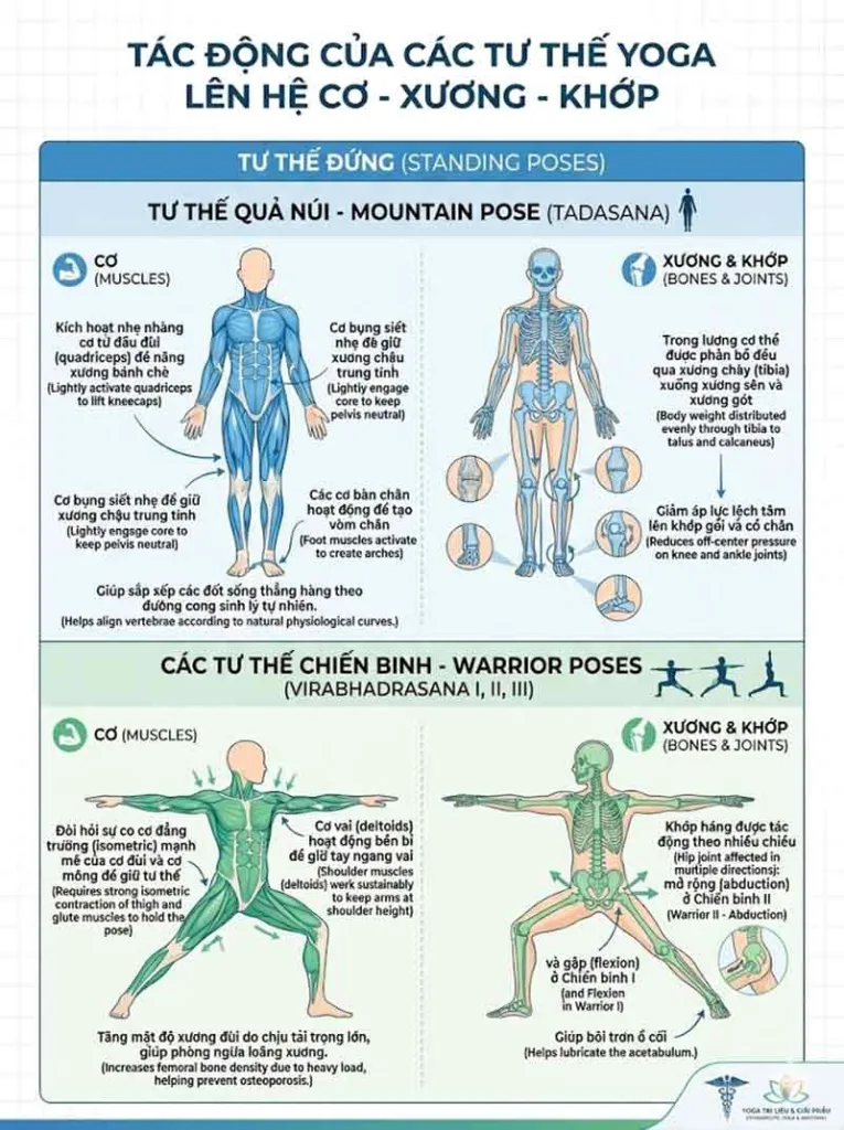 tác động của các tư thế đứng lên hệ cơ xương khớp