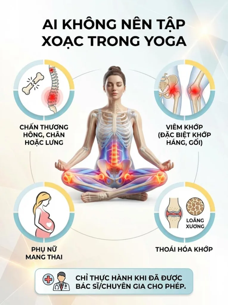 Những ai không nên thực hiện các động tác xoạc ngang xoạc dọc hoặc cần có sự theo dõi khi thực hiện