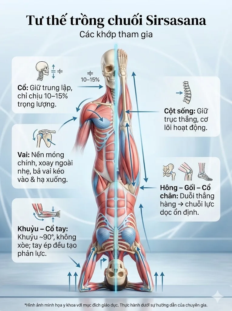 Các khớp tham gia tư thế trồng chuối