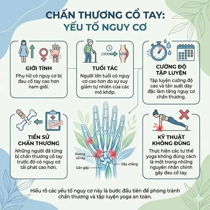 yếu tố nguy cơ gây chấn thương cổ tay khi tập yoga