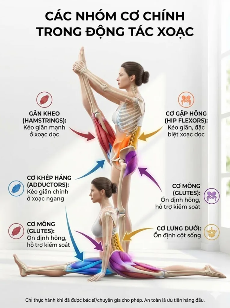 Các nhóm cơ chính tham gia vào động tác xoạc