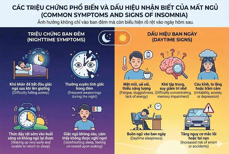 Các triệu chứng phổ biến và dấu hiệu nhận biết mất ngủ