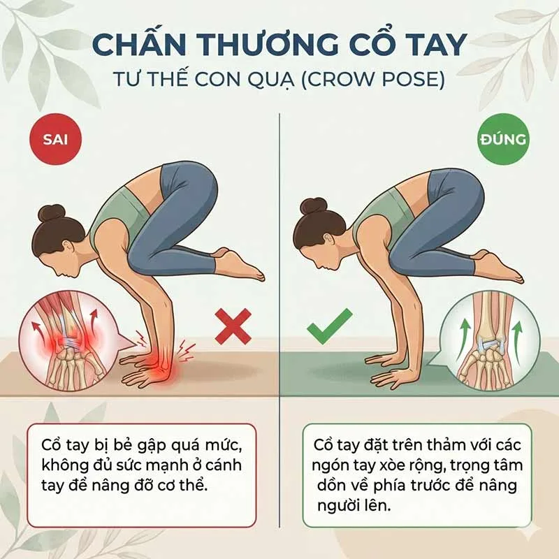 đau cổ tay khi tập tư thế con quạ
