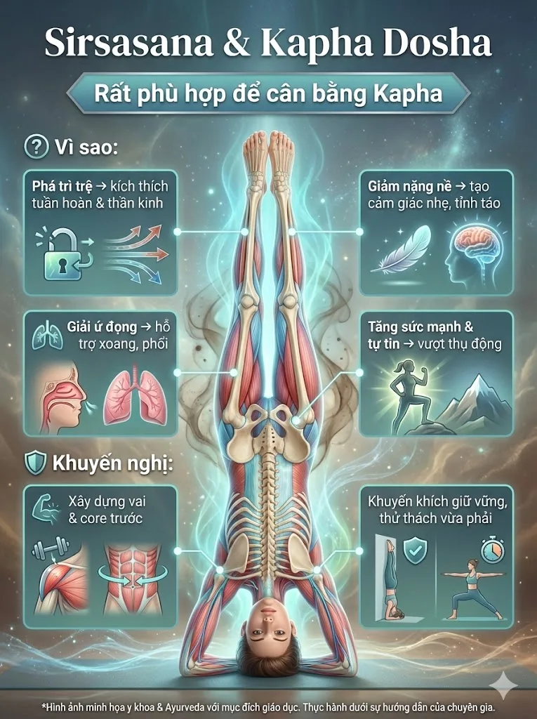 Tác động lên Kapha Dosha (Kích thích & Làm nhẹ) trong tư thế trồng chuối