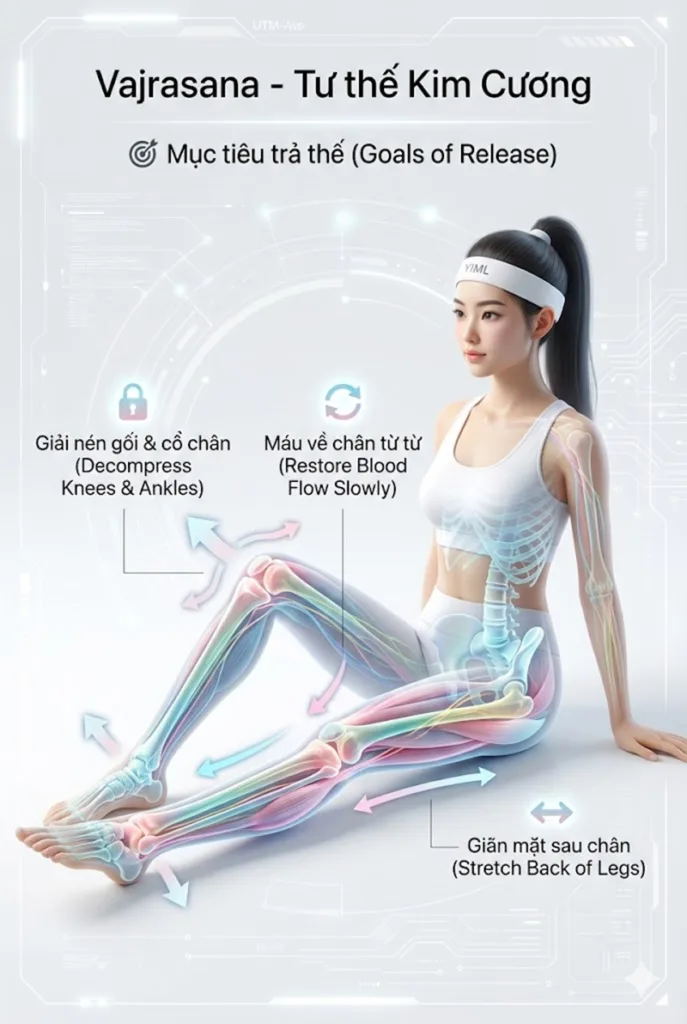 Chuỗi trả thế hoàn hảo cho Tư thế Quỳ Kim Cương (Vajrasana) và phân tích