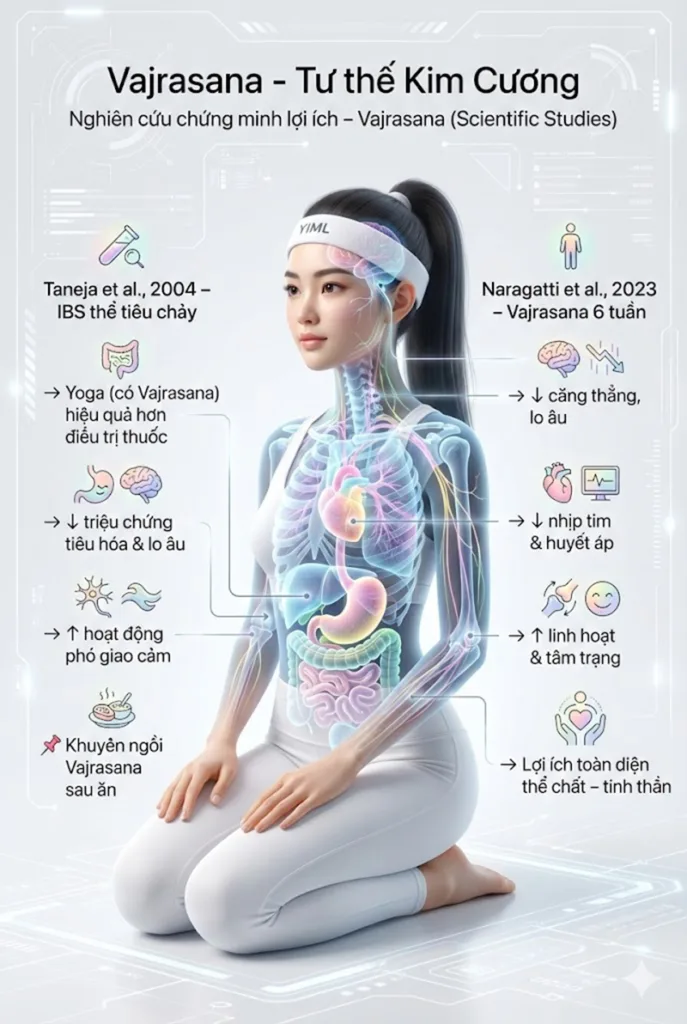 Nghiên cứu chứng minh lợi ích của tư thế ngồi quỳ kim cương Vajrasana 