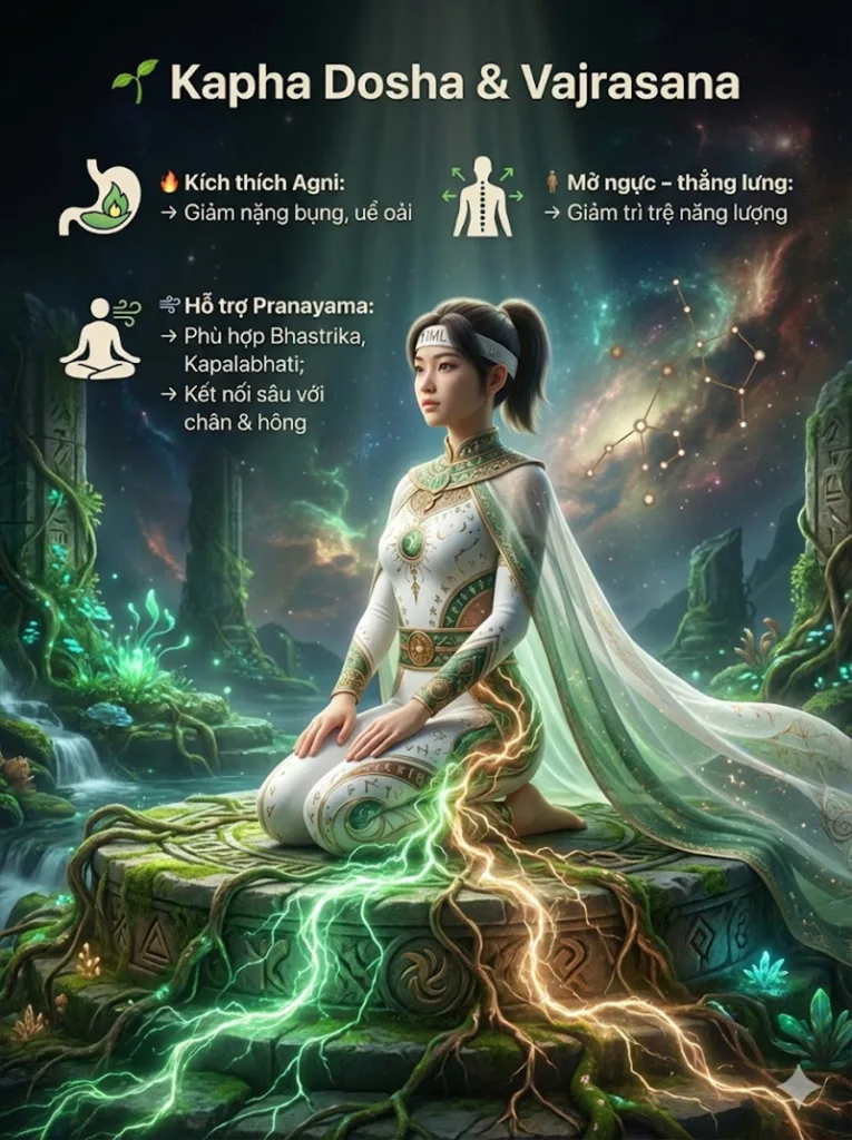 Tác động lên Kapha Dosha của tư thế ngồi quỳ kim cương Vajrasana 