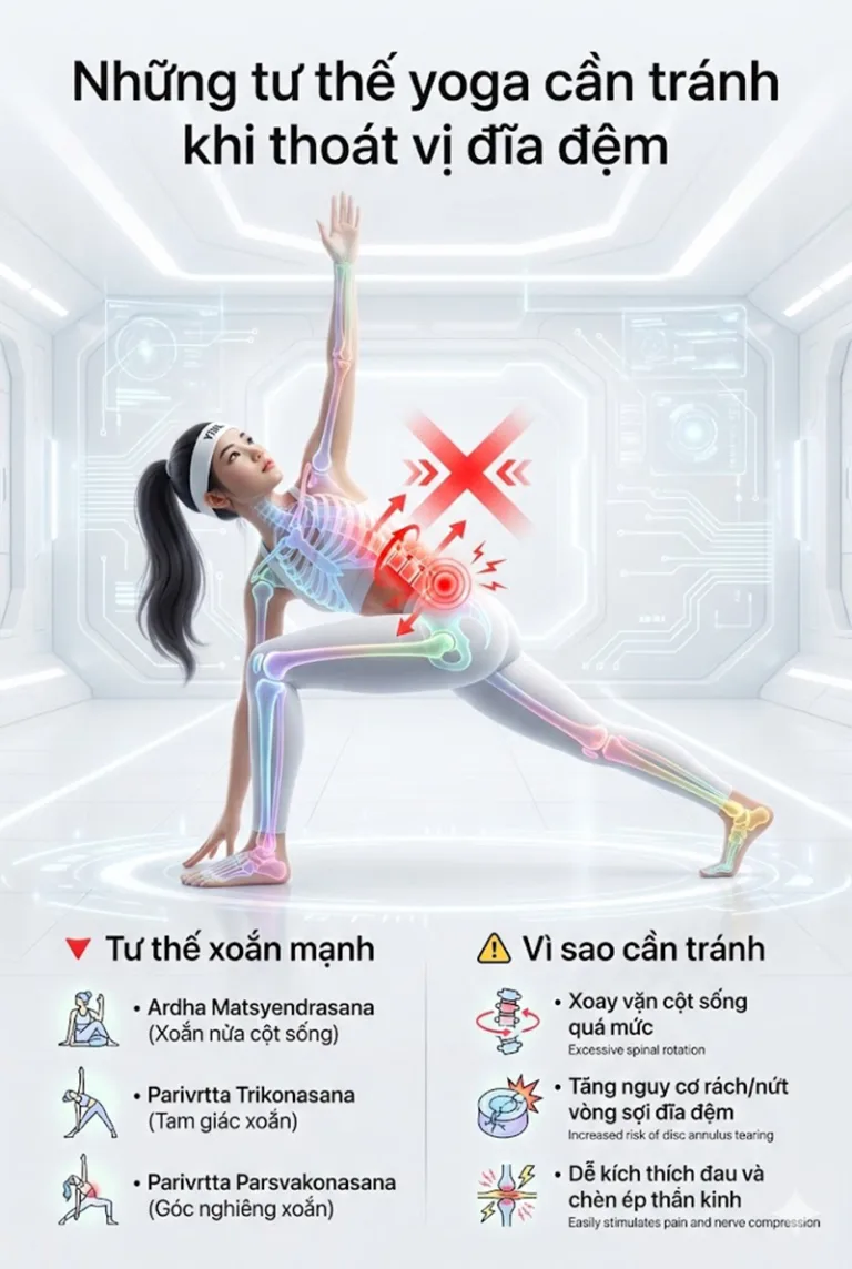 Các tư thế Yoga cần tránh với người bị thoát vị đĩa đệm