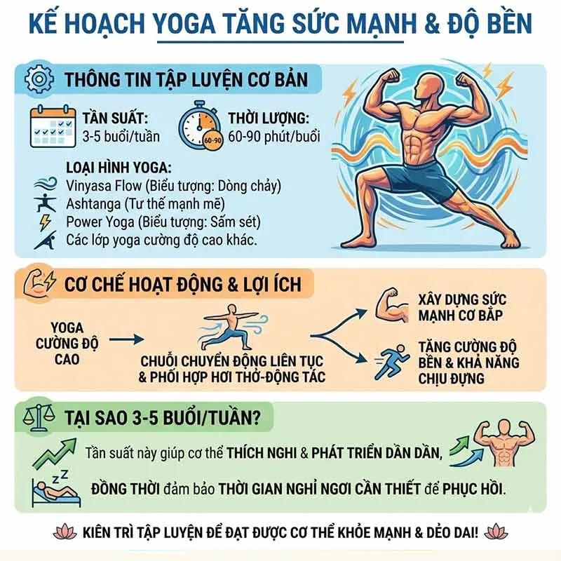 nên tập yoga mấy buổi mỗi tuần để tăng sức mạnh và sức bền