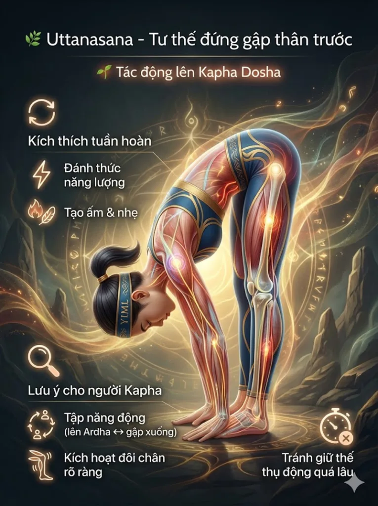 Tác động tư thế đứng gập người phía trước Uttanasana tới Kapha Dosha