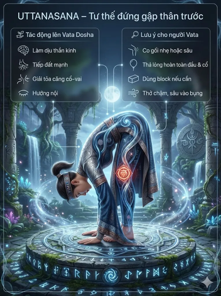 Tác động tư thế đứng gập người phía trước Uttanasana tới Vata Dosha