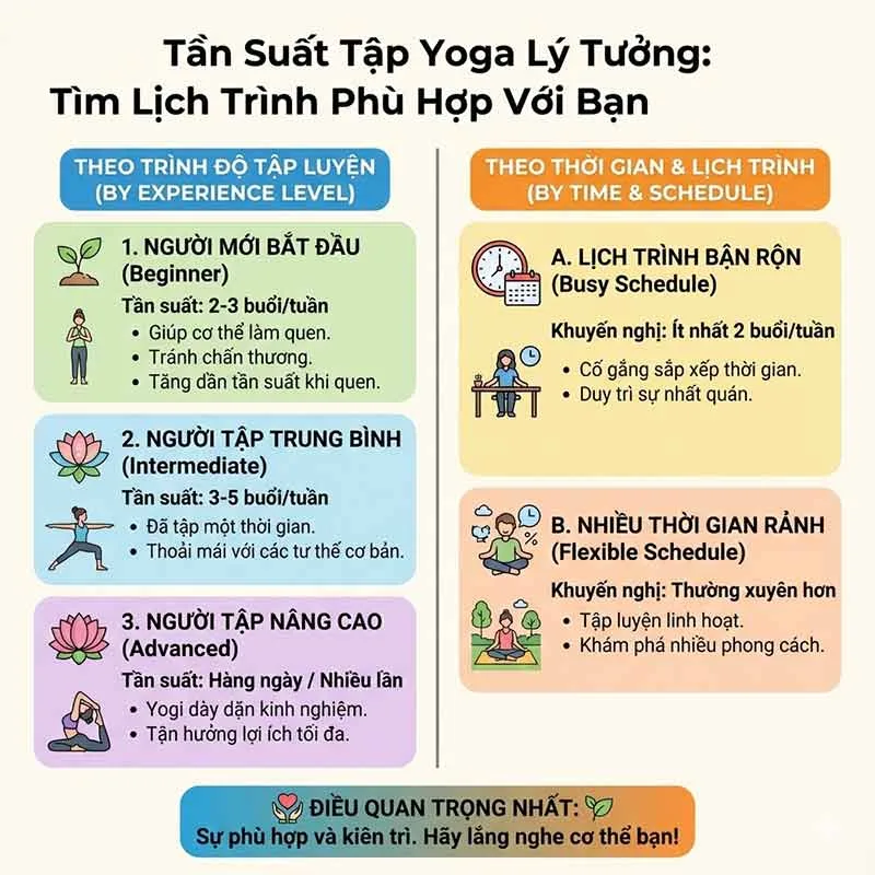 thời gian tập yoga phù hợp với từng trình độ