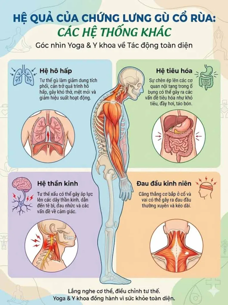 hệ lụy nguy hiểm của chứng gù lưng tới các hệ cơ quan trong cơ thể
