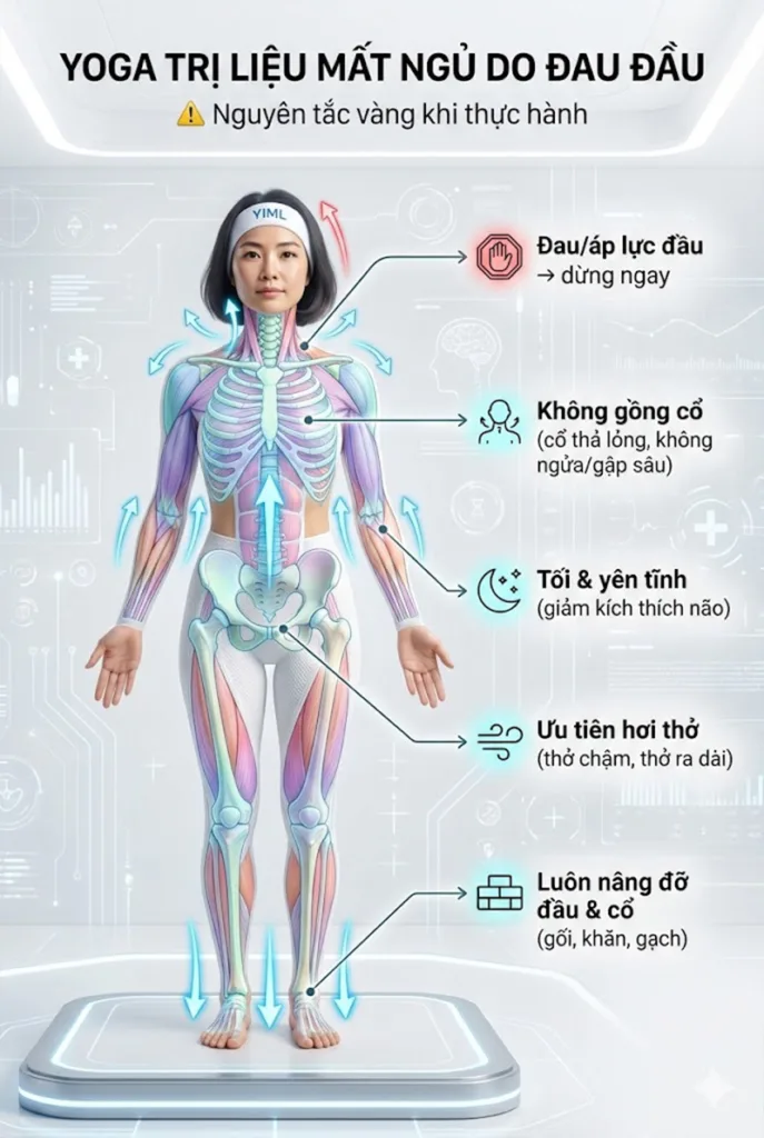 Những nguyên tắc vàng khi thực hành yoga cải thiện mất ngủ do đau đầu