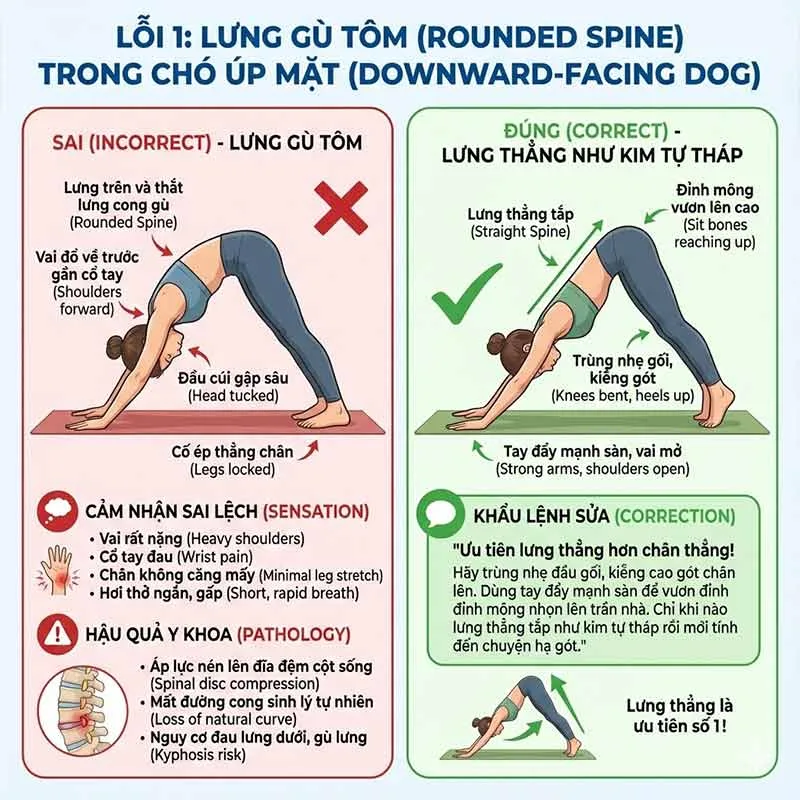 lỗi gù lưng tôm tư thế chó úp mặt