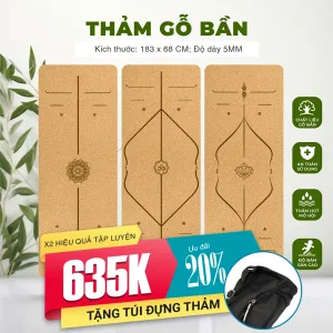 Thảm Yoga Cao su Pu Định tuyến Gỗ Bần