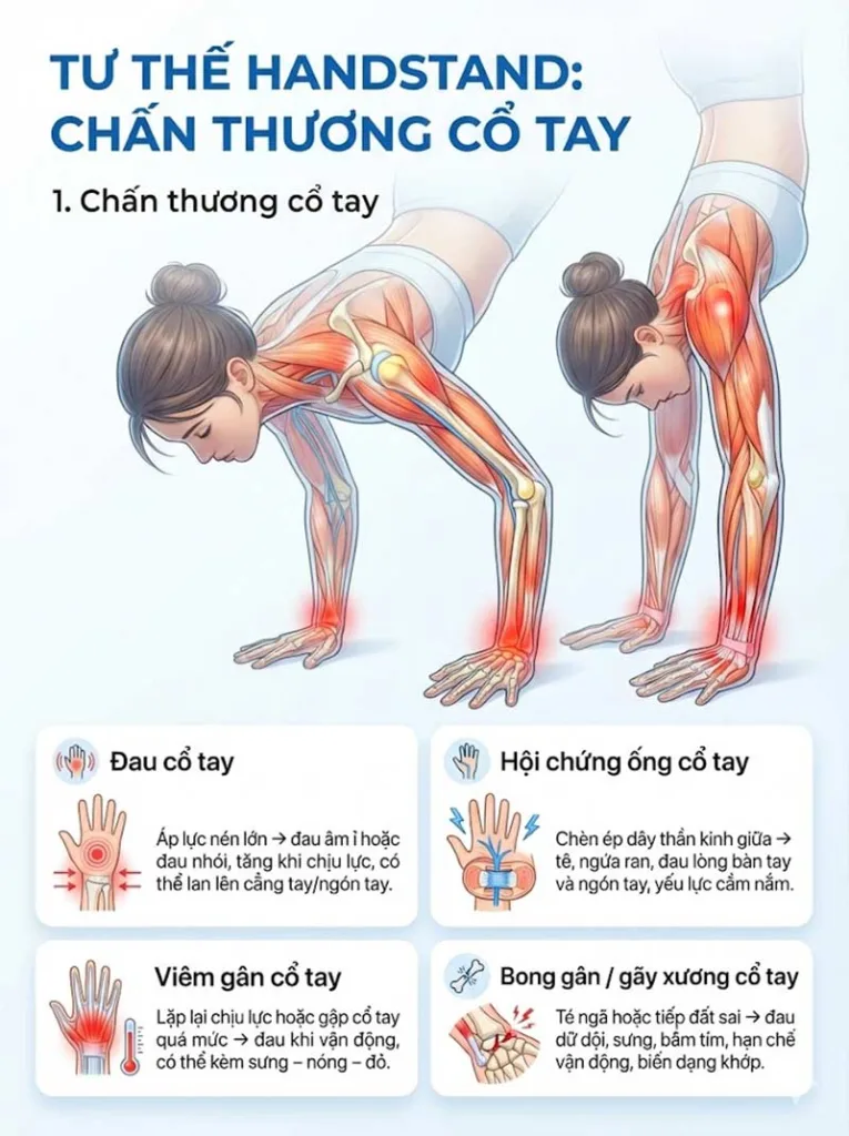 chấn thương cổ tay trong các tư thế handstand
