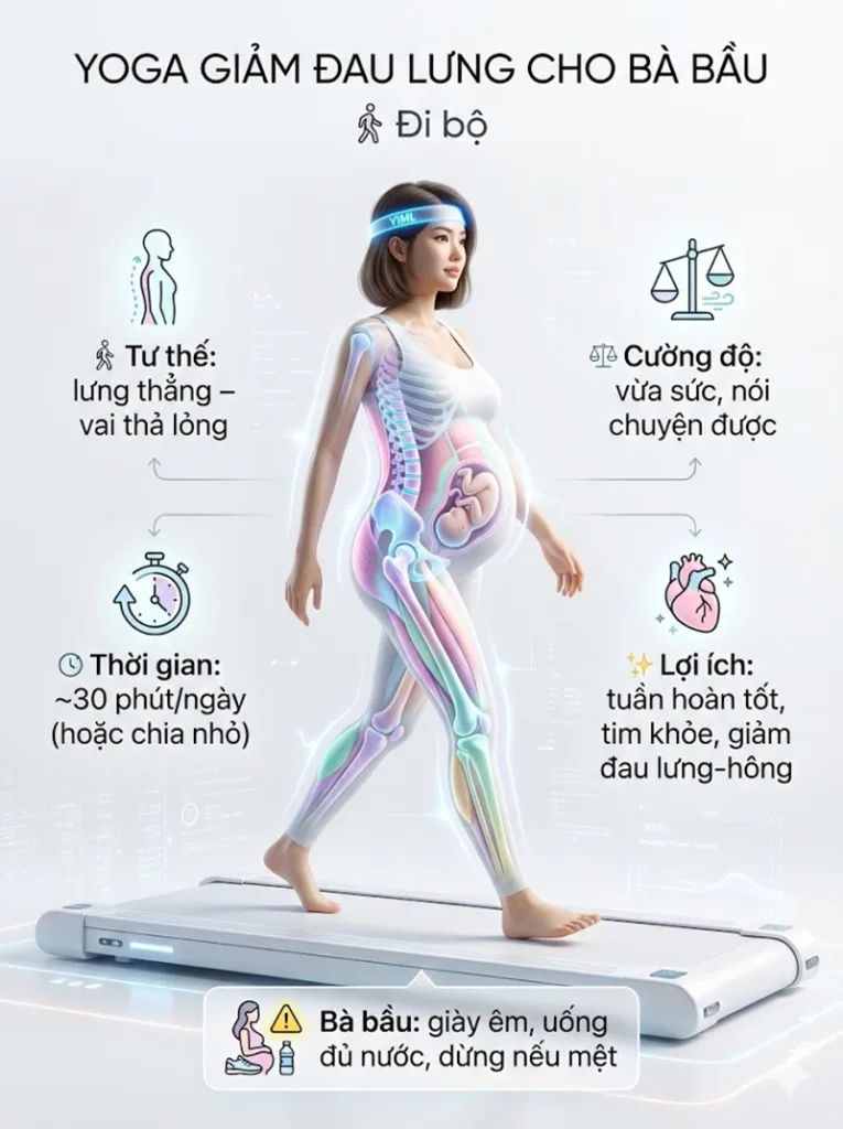 Bài tập đi bộ giảm đau lưng, đau hông cho bà bầu
