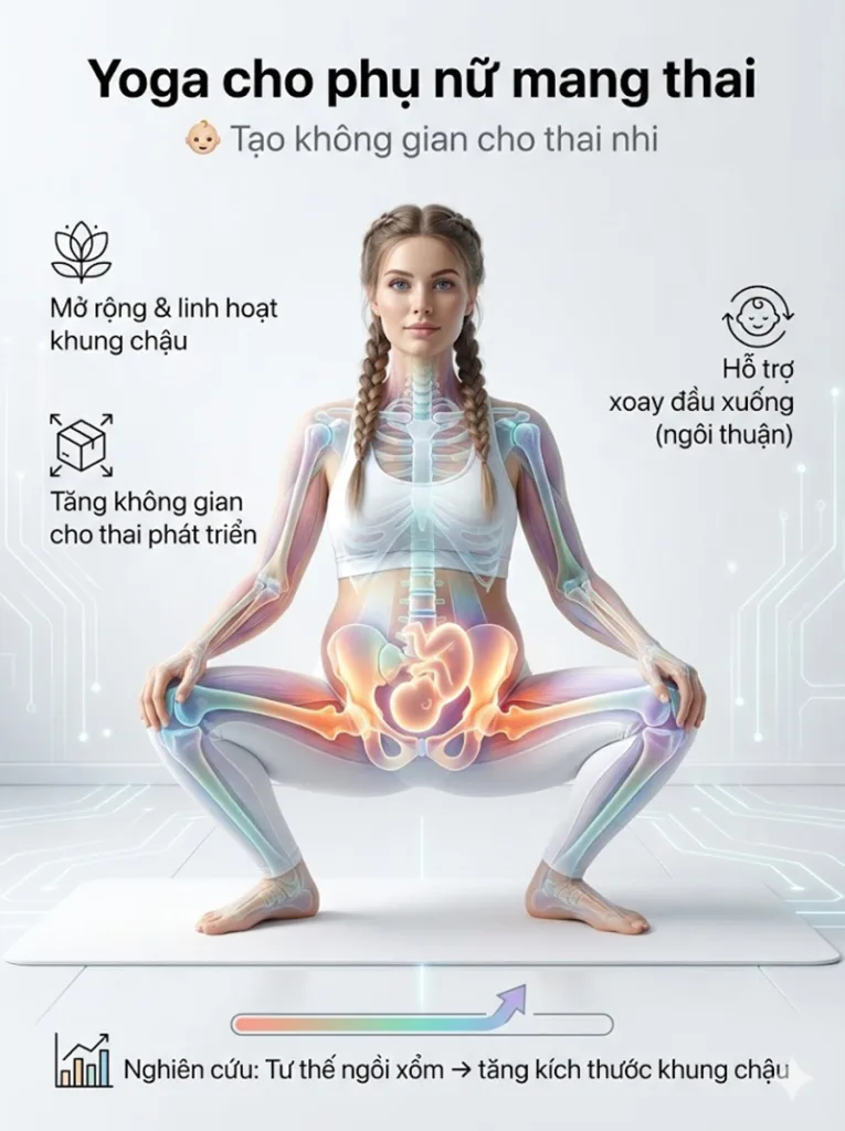 các bài tập yoga mở khớp háng trong thai kỳ giúp tạo không gian cho thai nhi