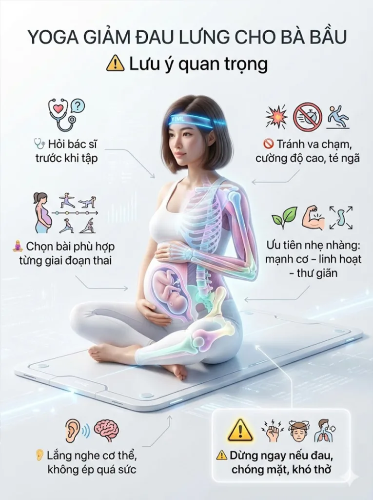 Lưu ý quan trọng khi tập thể dục cho bà bầu giảm đau lưng, đau hông cho bà bầu
