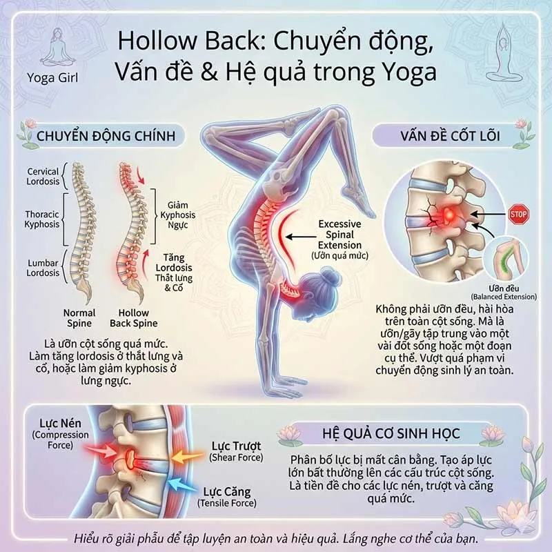 sự nguy hiểm của việc ưỡn cột sống quá mức trong hollow back