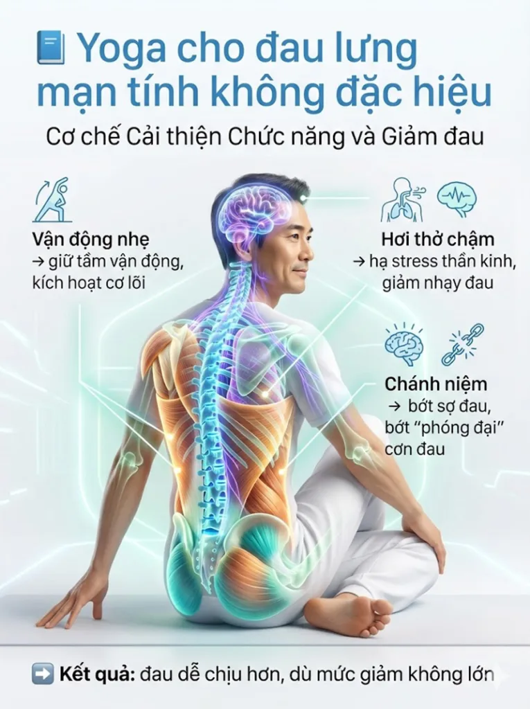 Cơ chế Cải thiện Chức năng và Giảm đau (Dù chỉ ở mức độ nhỏ) của yoga với đau lưng mạn tính không đặc hiệu