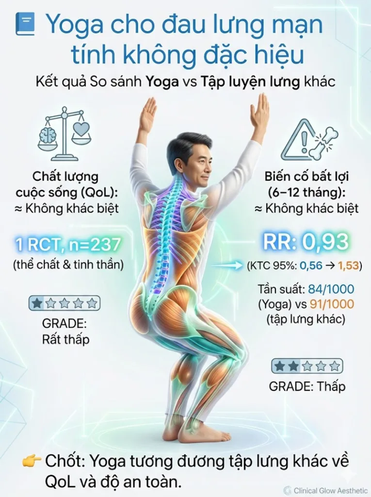 So sánh YOGA so với CÁC HÌNH THỨC TẬP LUYỆN KHÁC TẬP TRUNG VÀO LƯNG  Về chất lượng cuộc sống (QoL)