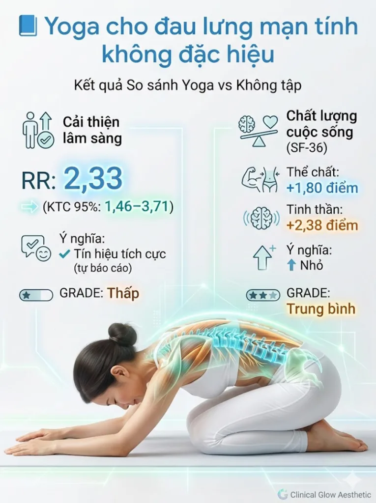 So sánh YOGA so với CAN THIỆP KHÔNG TẬP LUYỆN Về cải thiện lâm sàng