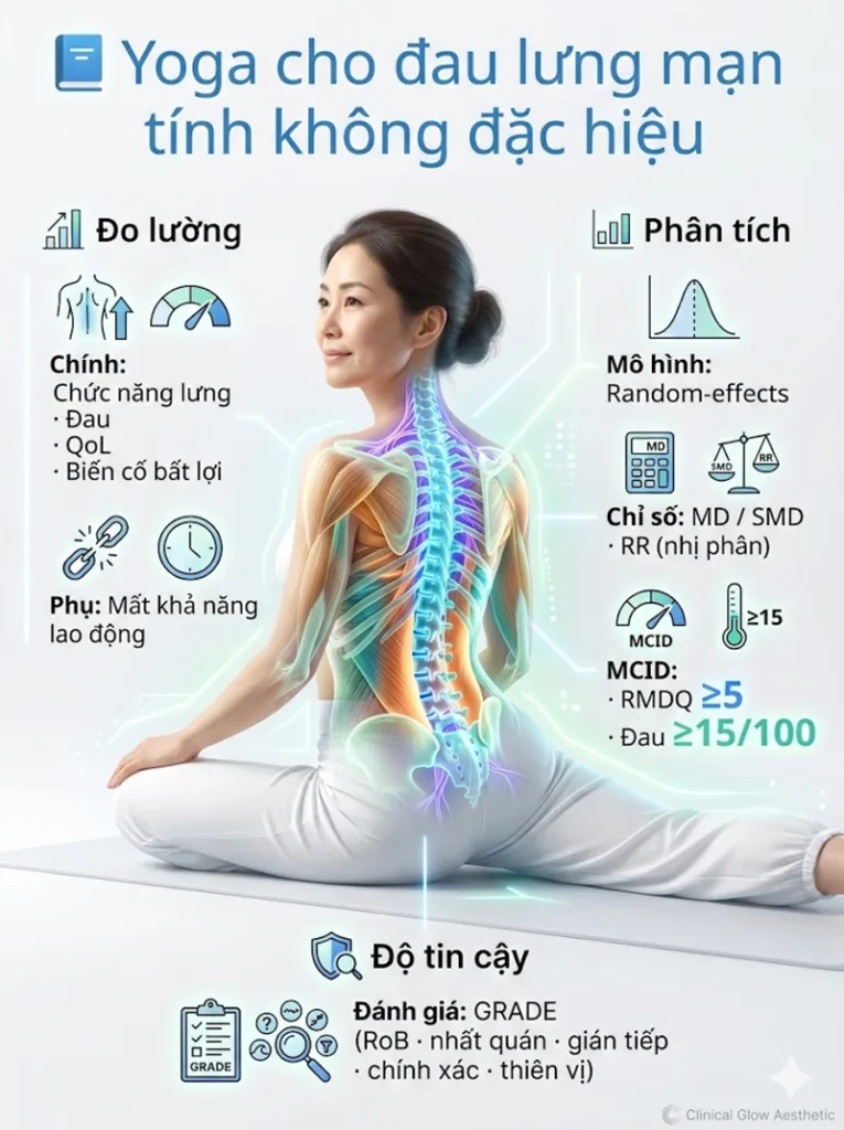 Đo lường lâm sàng và Phân tích Thống kê nghiên cứu yoga cho đau lưng mạn tính không đặc hiệu