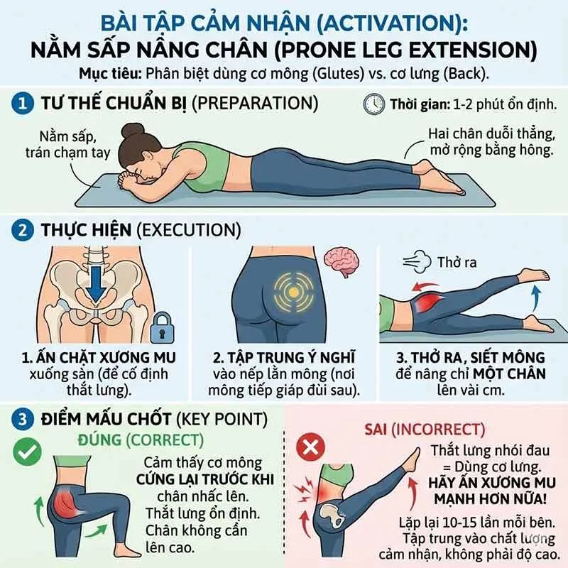 bài tập cảm nhận cơ mông