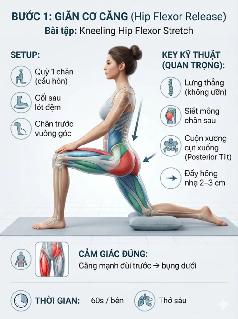 bài tập Giãn cơ căng (Release Tight Muscles) giúp cải thiện tình trạng võng lưng