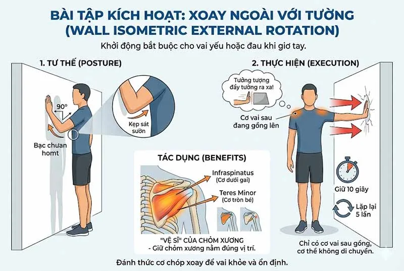 bài tập kích hoạt cơ vai với tường