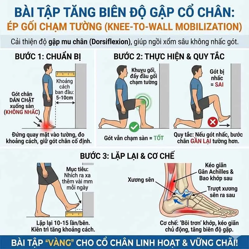 bài tập tăng biên độ gập của khớp cổ chân
