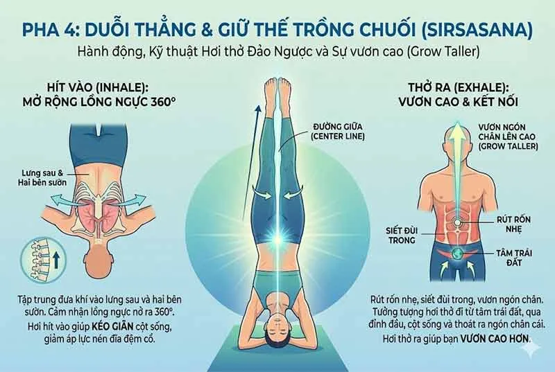 cách giữ hơi thở đúng trong tư thế đứng bằng đầu