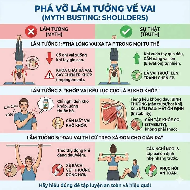 các hiểu lầm phổ biến về khớp vai trong yoga