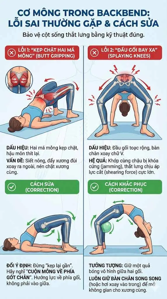 lỗi sai khi kích hoạt cơ mông trong backbend