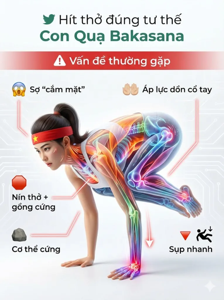 Cách hít thở đúng trong tư thế Con Quạ 
