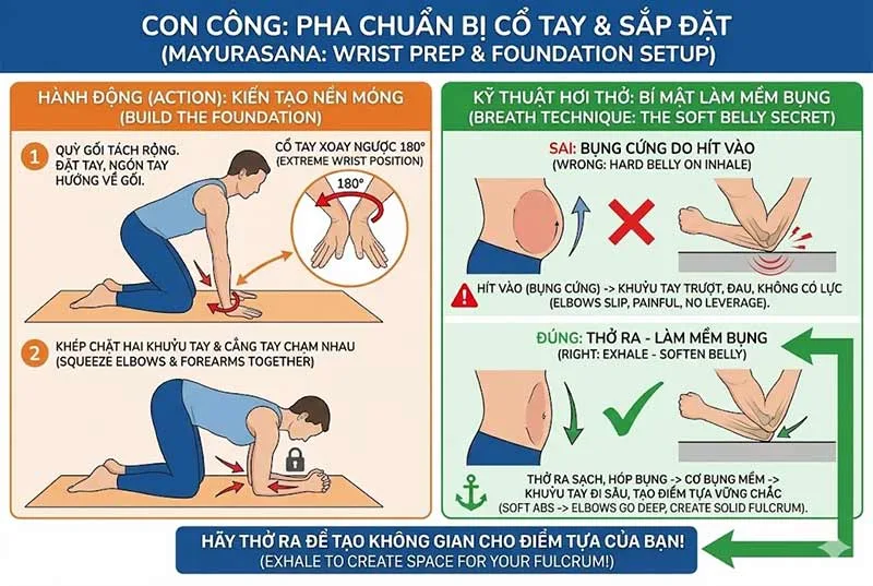 cách chuẩn bị hơi thở cho tư thế con công