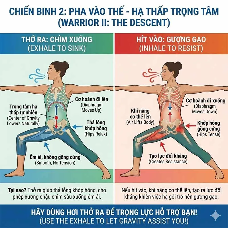 cách giữ hơi thở trong pha vào thế tư thế chiến binh 2