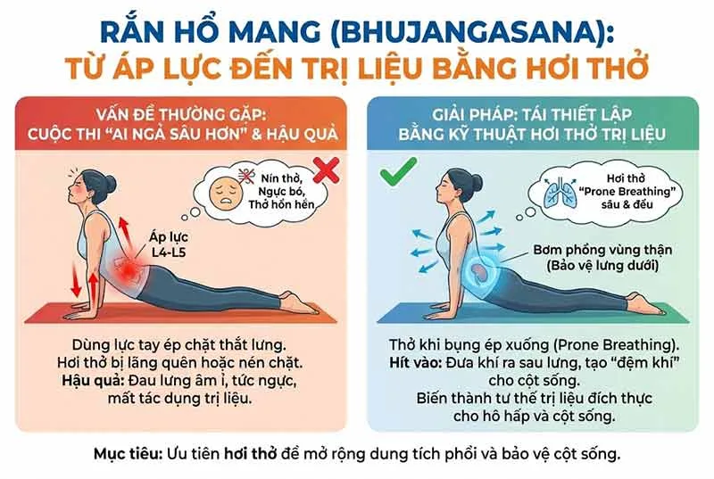 Cách hít thở đúng trong tư thế Rắn Hổ Mang