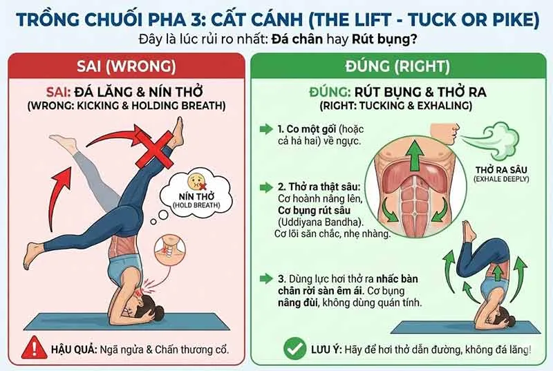 cách hít thở đúng khi vào tư thế trồng chuối