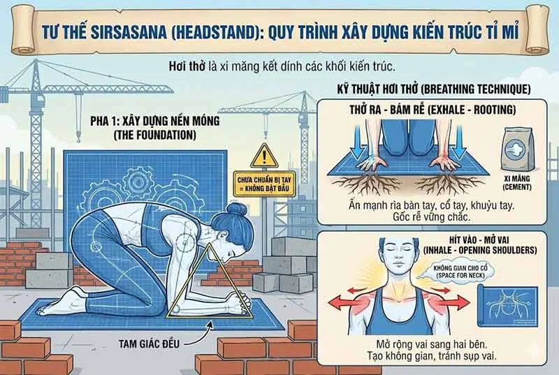 hơi thở trong bước 1 tư thế trồng chuối