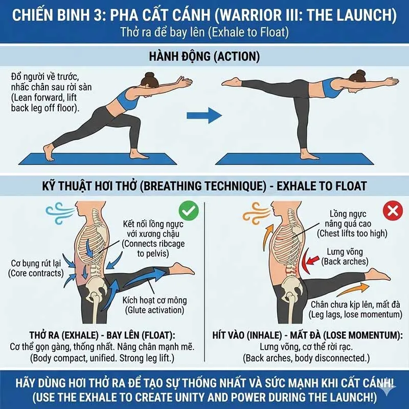 phân tích kỹ thuật hơi thở trong tư thế chiến binh 3