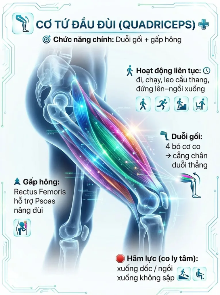 chức năng chính của cơ tứ đầu đùi