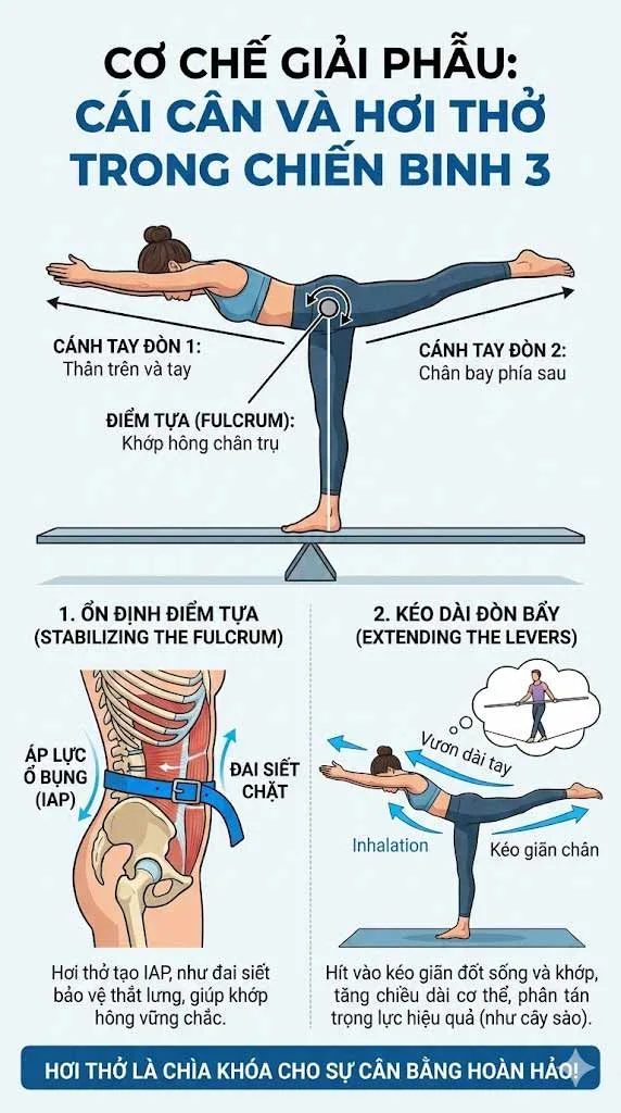 cơ chế giải phẫu và hơi thở trong tư thế chiến binh 3