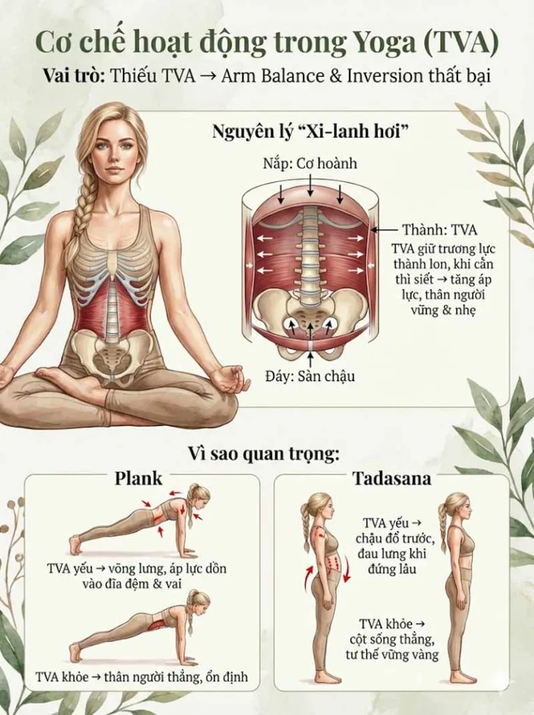 Cơ chế hoạt động của cơ ngang bụng trong yoga