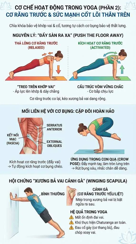 cơ chế hoạt động của cơ răng trước trong yoga