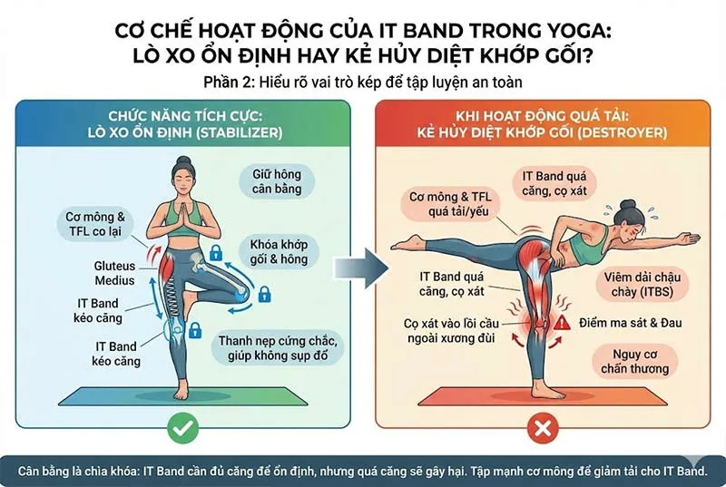 cơ chế hoạt động của dải chậu chày trong yoga
