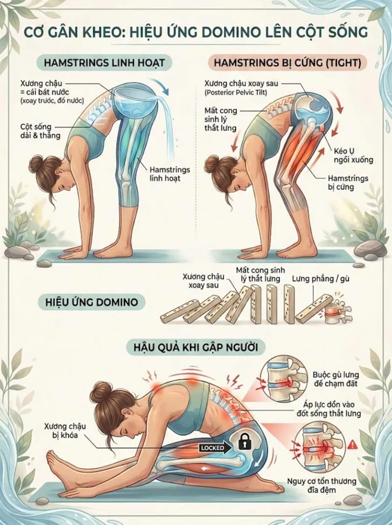 Cơ chế hoạt động cơ gân kheo trong Yoga