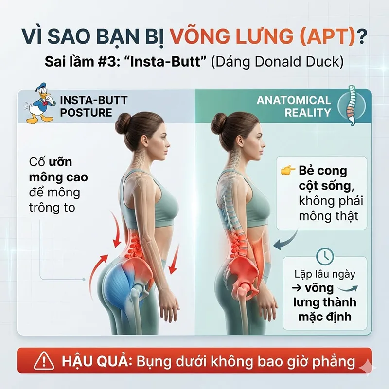 Trào lưu "Insta-Butt" (Dáng đứng Donald Duck) là nguyên nhân dẫn tới võng lưng